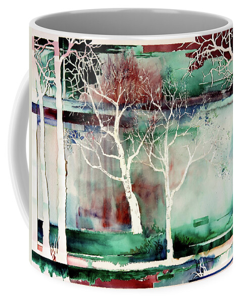  Coffee Mug featuring the painting White Trees by Connie Williams
