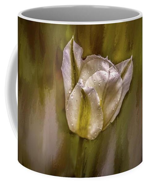 White Tulip After Rain Coffee Mug featuring the mixed media White Tulip After Rain #i7 by Leif Sohlman