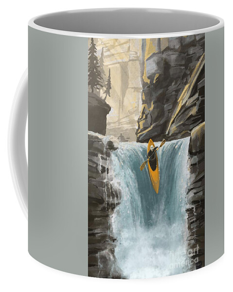 Kayak Coffee Mug featuring the painting White water kayaking by Sassan Filsoof
