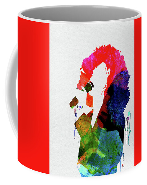 Whitney Houston Coffee Mug featuring the mixed media Whitney Watercolor by Naxart Studio