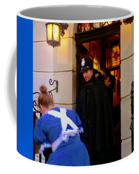 Sherlock Holmes Museum Coffee Mug featuring the photograph Who Done it? by Debra Grace Addison