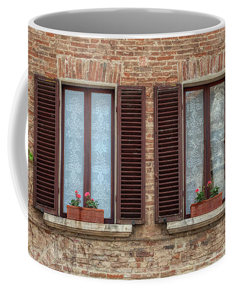 Tuscany Coffee Mug featuring the photograph Window Flowers of Tuscany by David Letts