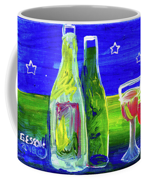 Wine Coffee Mug featuring the painting Wine For Two by Genevieve Esson