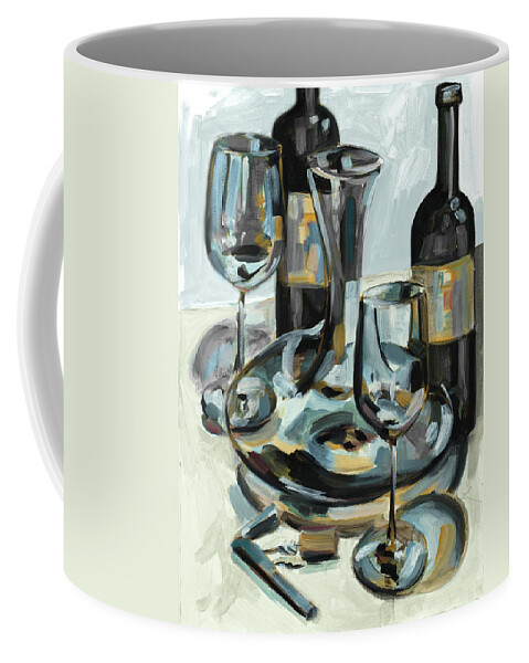 Wine Coffee Mug featuring the painting Wine With Dinner I by Heather A. French-roussia