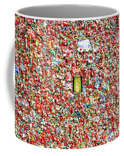 Wingsdomain Coffee Mug featuring the photograph Wingsdomain Art and Photography at The Market Theater Gum Wall in Seattle Washington R1314 by Wingsdomain Art and Photography