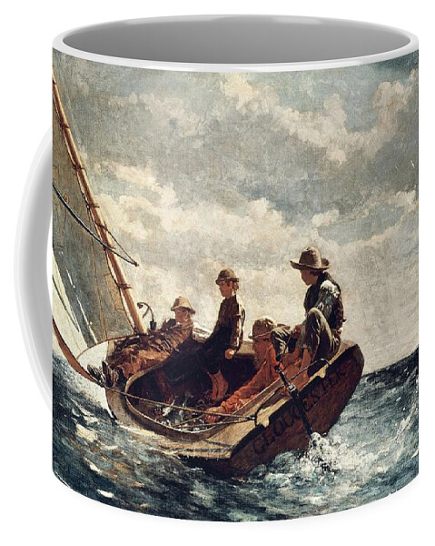 Painting Coffee Mug featuring the painting Winslow Homer Breezing Up -A Fair Wind-. Date/Period 1873 - 1876. Painting. by Winslow Homer