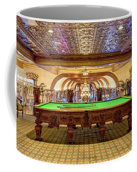 Snooker Table Coffee Mug featuring the photograph Winston Churchills Snooker Table at The Main Street Station Ultra Wide 3 to 1 Ratio by Aloha Art
