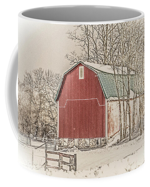 Farm Coffee Mug featuring the photograph Winter Barn by William Norton