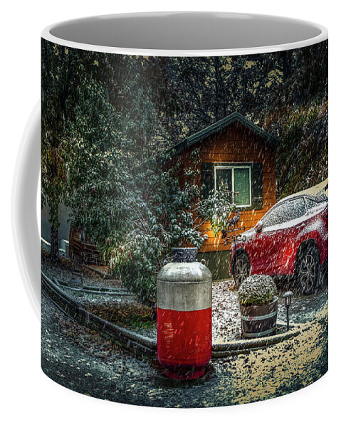 Cabin Coffee Mug featuring the photograph Winter Cabin Holiday by David Wagenblatt