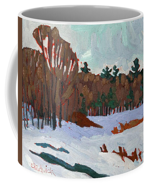 2230 Coffee Mug featuring the painting Winter on Long Reach Lane by Phil Chadwick