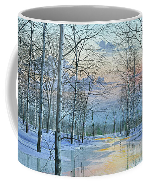Winter Scene Coffee Mug featuring the painting Winter Spectacle by Mike Brown
