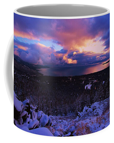 Lake Tahoe Coffee Mug featuring the photograph Winter Twilight Storm by Sean Sarsfield