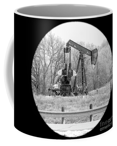 Wintry Pumpjack Coffee Mug featuring the photograph Wintry Pumpjack by Imagery by Charly