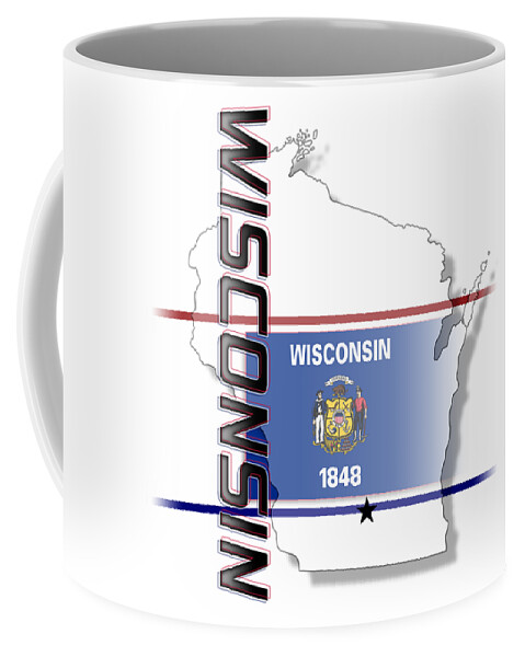Wisconsin Coffee Mug featuring the digital art Wisconsin State Vertical Print by Rick Bartrand