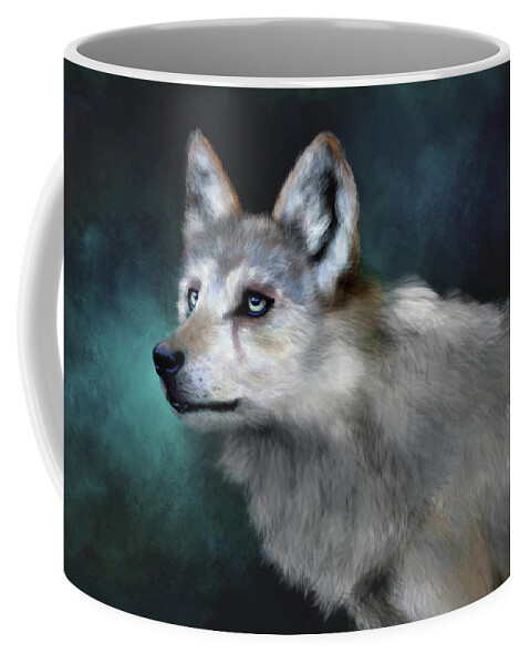 Wolf Coffee Mug featuring the digital art Wolf Art by Angela Murdock