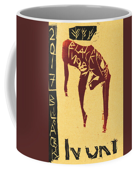 Wolf Coffee Mug featuring the relief Wolf Black Ivory Woodcut 7 by Edgeworth Johnstone