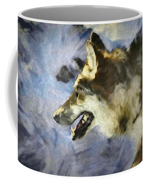 Wolf Coffee Mug featuring the digital art Wolf Storm by Ernest Echols