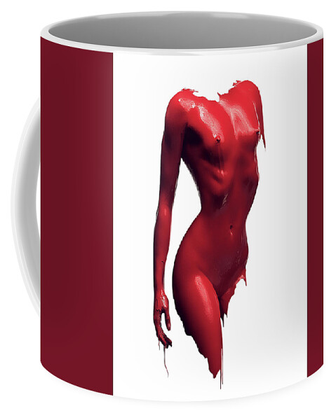 Woman Coffee Mug featuring the photograph Woman body red paint by Johan Swanepoel