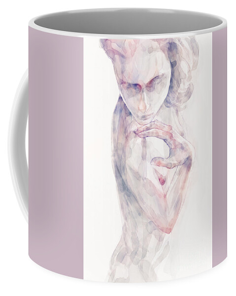 Watercolor Coffee Mug featuring the painting Woman hand portrait by Dimitar Hristov