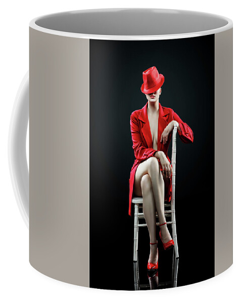 Woman Coffee Mug featuring the photograph Woman in red by Johan Swanepoel