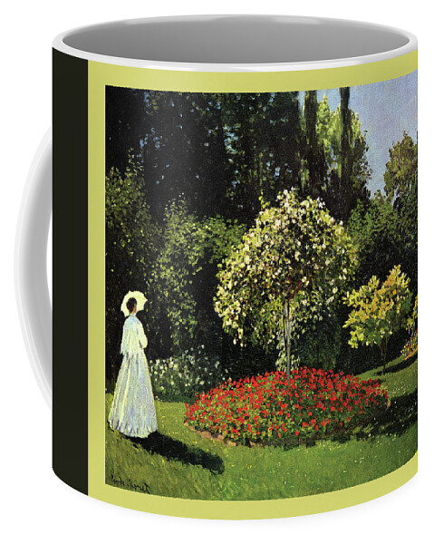 Sunlight Coffee Mug featuring the painting Woman in the Garden. Sainte-Adresse (Detail) by Claude Monet