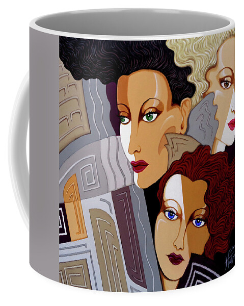 Art Deco Coffee Mug featuring the painting Woman Times Three by Tara Hutton