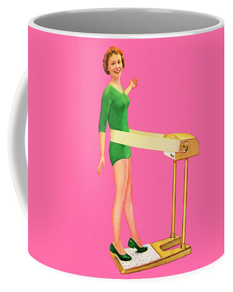 Adult Coffee Mug featuring the drawing Woman Using Exercise Equipment by CSA Images
