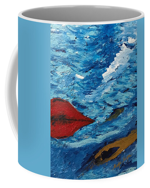 Women Lips Water Hand Freedom Coffee Mug featuring the painting Women Voice by Medge Jaspan