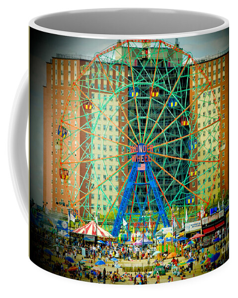 Wonder Wheel Coffee Mug featuring the photograph Wonder Wheel Coney Island by Debra Banks