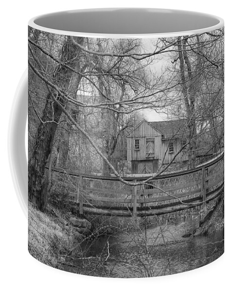 Waterloo Village Coffee Mug featuring the photograph Wooden Bridge Over Stream - Waterloo Village by Christopher Lotito