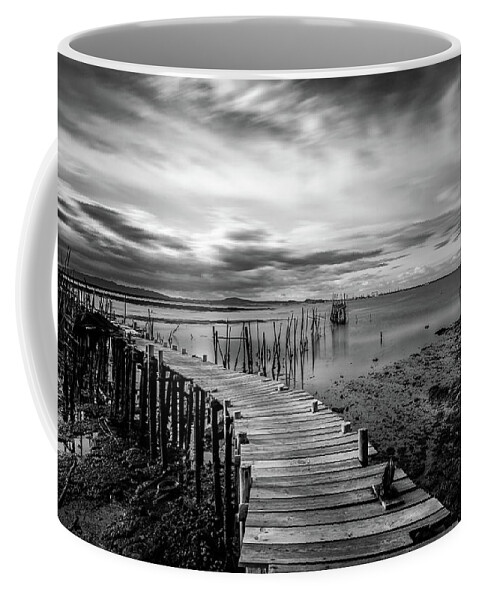 Seascapes Coffee Mug featuring the photograph Wooden fishing Piers by Michalakis Ppalis