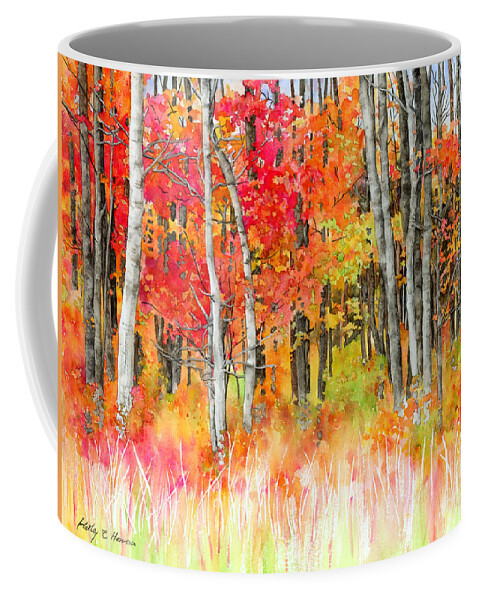 Forest Coffee Mug featuring the painting Woodsy Forest by Hailey E Herrera