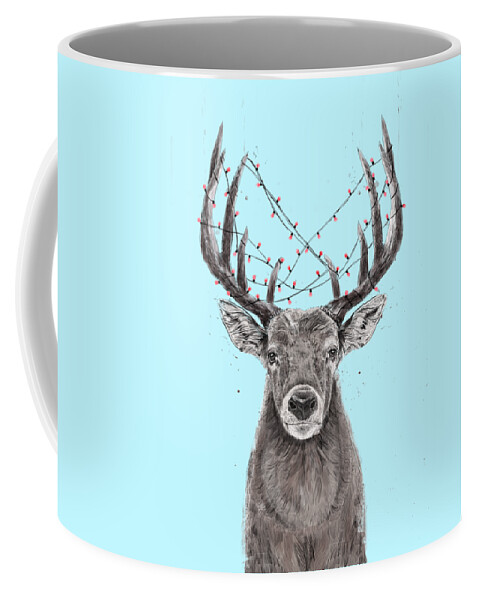 Deer Coffee Mug featuring the drawing Xmas deer II by Balazs Solti