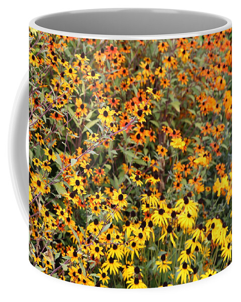 Yellow And Orange Garden Flowers Coffee Mug featuring the photograph Yellow and Orange Garden Flowers by Carol Groenen