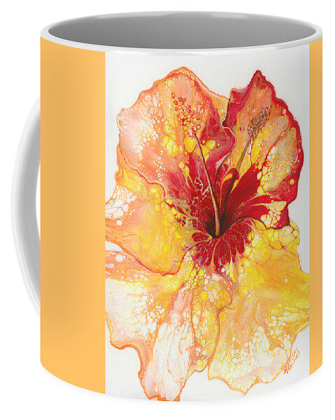 Hibiscus Coffee Mug featuring the painting Yellow and Red Hibiscus by Darice Machel McGuire