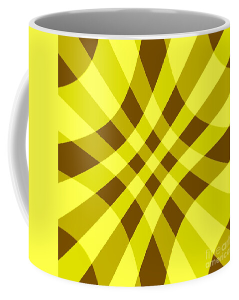 Yellow Coffee Mug featuring the digital art Yellow Brown Crosshatch by Delynn Addams for Home Decor by Delynn Addams