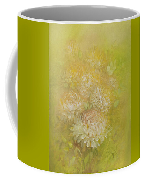 Chrysanthemums Coffee Mug featuring the painting Yellow Chrysanthemums by Lynne Pittard