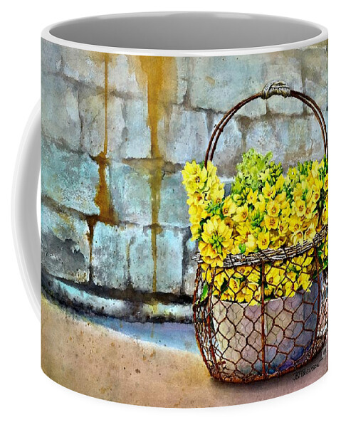 Yellow Coffee Mug featuring the painting Yellow Flowers by Jeanette Ferguson