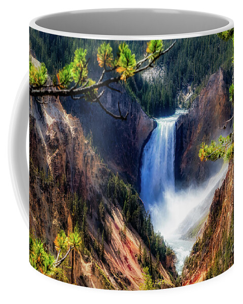 America Coffee Mug featuring the photograph Yellowstone Falls with Flares by Roslyn Wilkins