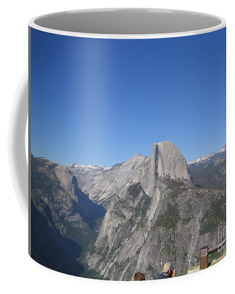 Yosemite Coffee Mug featuring the photograph Yosemite National Park Half Dome Rock Panoramic View by John Shiron
