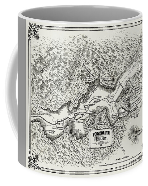 Old Map Coffee Mug featuring the photograph Yosemite Valley 1860 Antique Map by Phil Cardamone