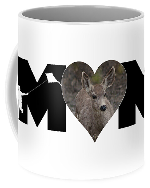 Mom Coffee Mug featuring the photograph Young Doe in Heart with Little Boy MOM Big Letter by Colleen Cornelius