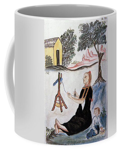 18th Century Coffee Mug featuring the painting Young Indian Woman Spinning Wool, From The Book trujillo Del Peru Or códice Martínez Compañón, By Baltazar Martinez Compañón Y Bujanda, Bishop Of Trujillo by Unknown Artist