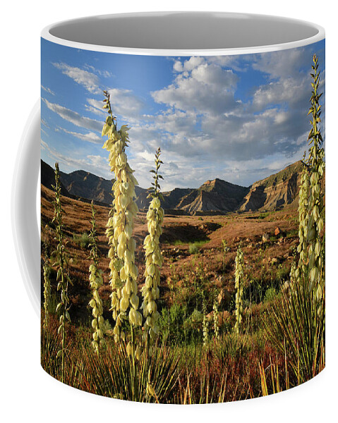 Book Cliffs Coffee Mug featuring the photograph Yuccas Bloom in Book Cliffs Desert by Ray Mathis