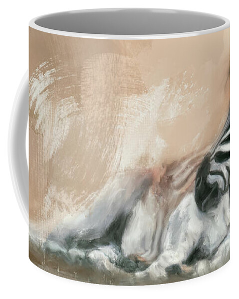 Colorful Coffee Mug featuring the painting Zebra At Rest by Jai Johnson