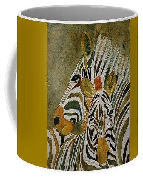 Zebra Coffee Mug featuring the painting Zebra Jungle by Ann Frederick
