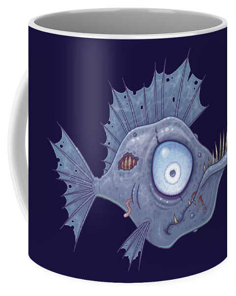 Sea Coffee Mug featuring the digital art Zombie Fish by John Schwegel