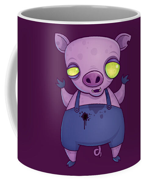 Zombie Coffee Mug featuring the digital art Zombie Pig by John Schwegel