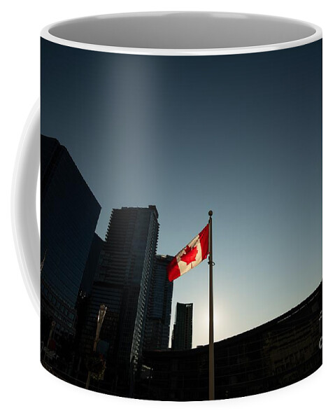 Nikon D850 Coffee Mug featuring the photograph 0247 Canada Flag Port of Vancouver Canada Place Waterfront Vanco by Nasser Atelier