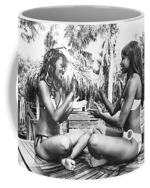 Two Girls Fun Fashion Photoraphy Art Coffee Mug featuring the photograph 0868 Lilisha Dominique Girl Fun Cranes Delray Beach by Amyn Nasser